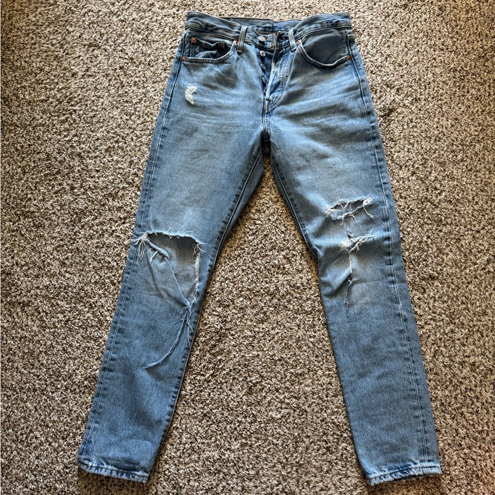 Levi's Women’s Light Blue 501 Skinny Distressed Jeans